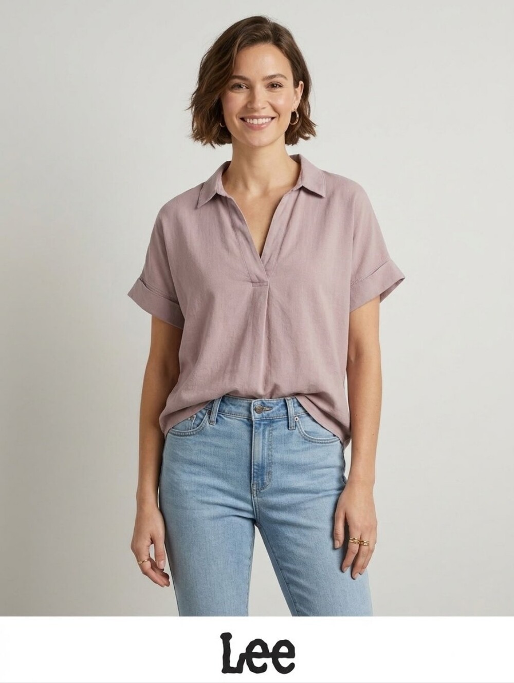 Lee Riders Mauve Popover Blouse Size XL